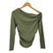 ザラ ZARA GATHERED T-SHIRT L/S ワンショルダー トップス レディース import:M