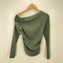 ザラ ZARA GATHERED T-SHIRT L/S ワンショルダー トップス レディース import:M