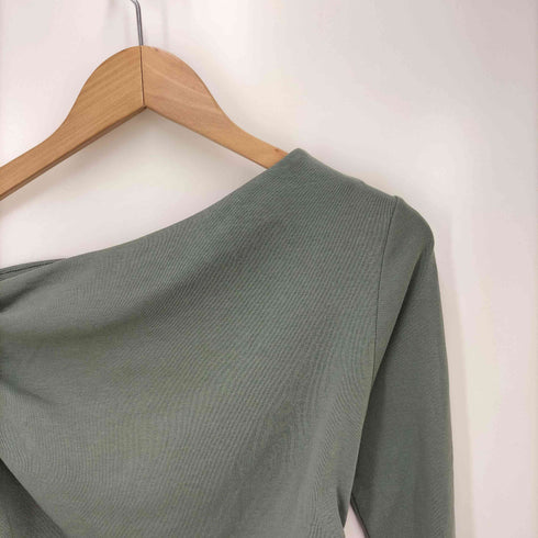 ザラ ZARA GATHERED T-SHIRT L/S ワンショルダー トップス レディース import:M