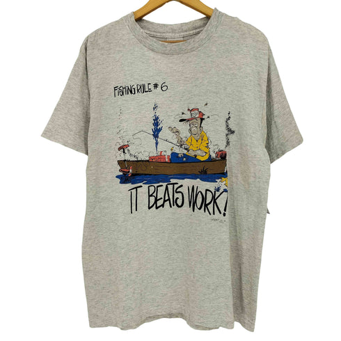 UNBALANCED LINES INC 90S USA製 ©1992 IT BEATS WORK Tシャツ 袖&裾シングルステッチ メンズ import:L