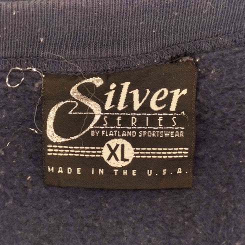 SILVER USA製 袖切替 エルボーパッチ 刺繍 クルーネック スウェット メンズ JPN:XL