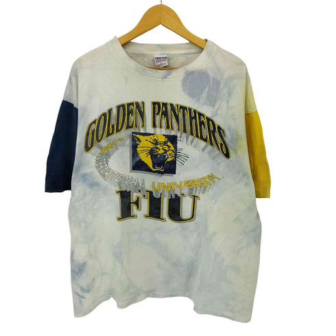 90S TRUE-FAN ハワイ製 PANTHERS クレイジーパターン ガーメントダイ Tシャツ メンズ import:XL