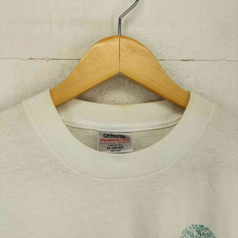 オニータ ONEITA 80-90s USA製 袖 裾シングル 熱帯魚プリント クルーネック 半袖Tシャツ カットソー メンズ JPN:M