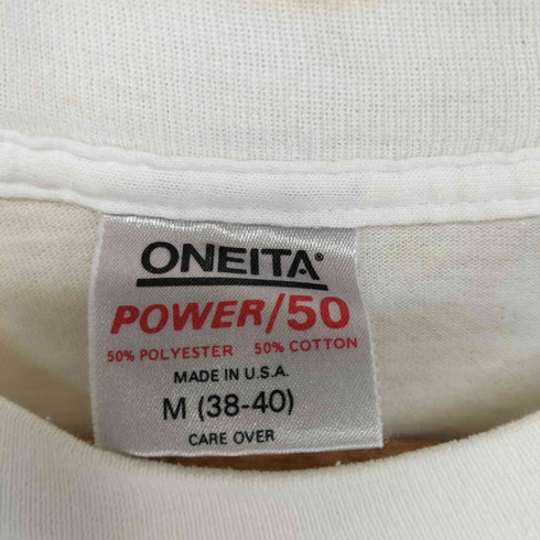 オニータ ONEITA 80-90s USA製 袖 裾シングル 熱帯魚プリント クルーネック 半袖Tシャツ カットソー メンズ JPN:M