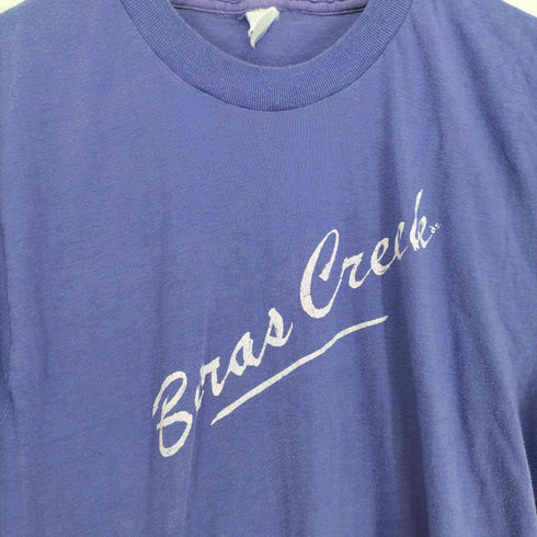 80-90s BIRAS GREEK 袖 裾シングル フロントプリント クルーネック半袖Tシャツ カットソー メンズ