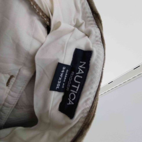 ノーティカ NAUTICA RIGGER CLASSIC FIT 2タック 裾ダブル ワイド コーデュロイ パンツ メンズ 34×30