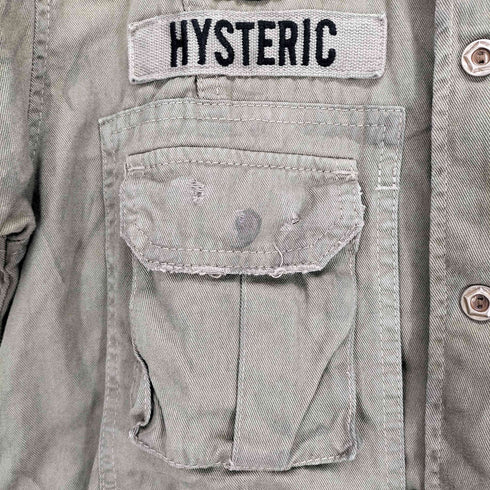 ヒステリックグラマー HYSTERIC GLAMOUR 00S ムラ染 ワッペン刺繍半袖ミリタリーシャツ メンズ FREE