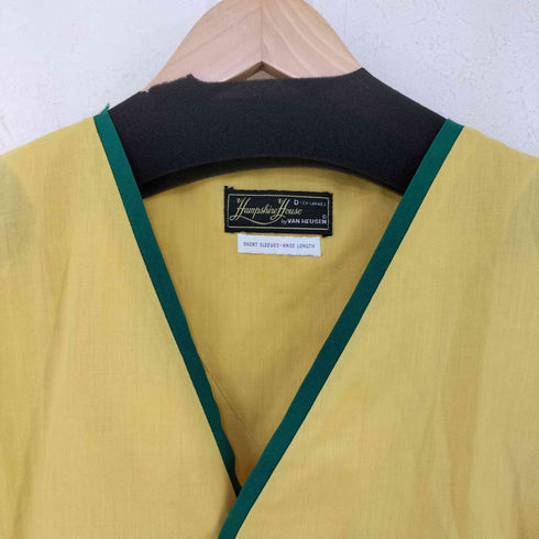 ヴァンヒューゼン VAN HEUSEN hampshire house パイピング ノーカラー パジャマシャツ レディース import:XL