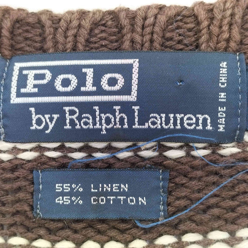ポロバイラルフローレン Polo by RALPH LAUREN ポニー無し コットンリネン ボーダー ニット メンズ import:S