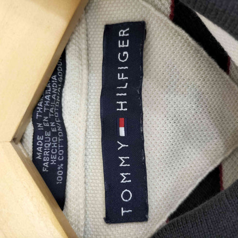 トミーヒルフィガー TOMMY HILFIGER ロゴ刺繍 ボーダー 長袖 ポロシャツ メンズ import:M