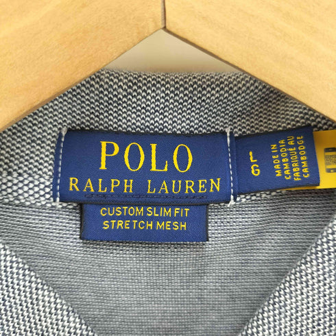 ポロラルフローレン POLO RALPH LAUREN CUSTOM SLIM FIT STRETCH MESH ポニー 刺繍 S/S 鹿の子 ポロシャツ メンズ import:L