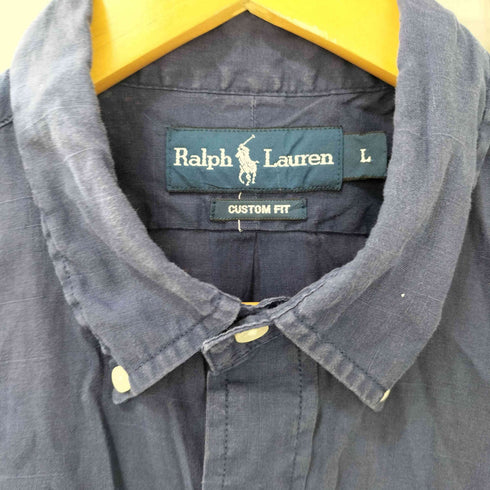 ラルフローレン RALPH LAUREN 90S CUSTOM FIT ポニー刺繍 半袖 ボタンダウン シャツ メンズ import:L
