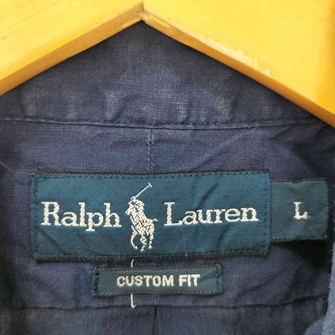 ラルフローレン RALPH LAUREN 90S CUSTOM FIT ポニー刺繍 半袖 ボタンダウン シャツ メンズ import:L