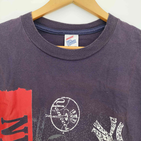ジャージーズ JERZEES 90S USA製 COMBED COTTON©1991 Tシャツ ナス紺 袖シングルステッチ メンズ import:M