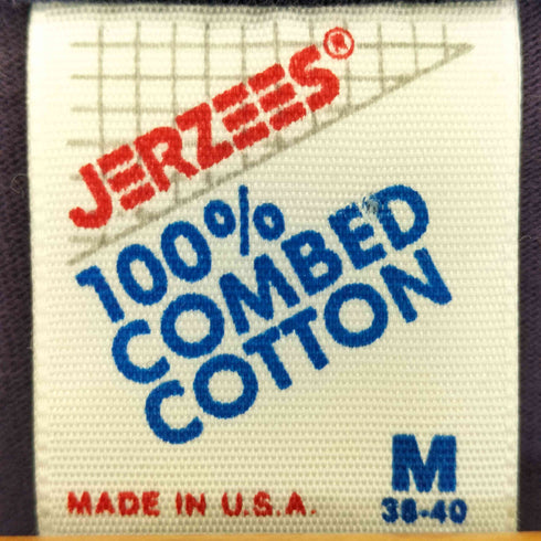 ジャージーズ JERZEES 90S USA製 COMBED COTTON©1991 Tシャツ ナス紺 袖シングルステッチ メンズ import:M