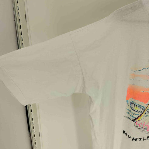 80S MYRTLE BEACH ヤシの木 ヨット 貝 プリント シングルステッチ S/S クルーネック Tシャツ コピーライト 1989年 メンズ