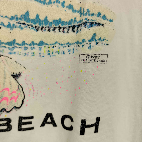 80S MYRTLE BEACH ヤシの木 ヨット 貝 プリント シングルステッチ S/S クルーネック Tシャツ コピーライト 1989年 メンズ