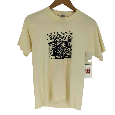 90S USA製 FRUIT OF THE LOOMボディ PENFIELD TENIS プリント ポリコットン シングルステッチ S/S クルーネック Tシャツ レディース 14-16