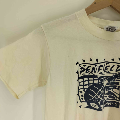 90S USA製 FRUIT OF THE LOOMボディ PENFIELD TENIS プリント ポリコットン シングルステッチ S/S クルーネック Tシャツ レディース 14-16