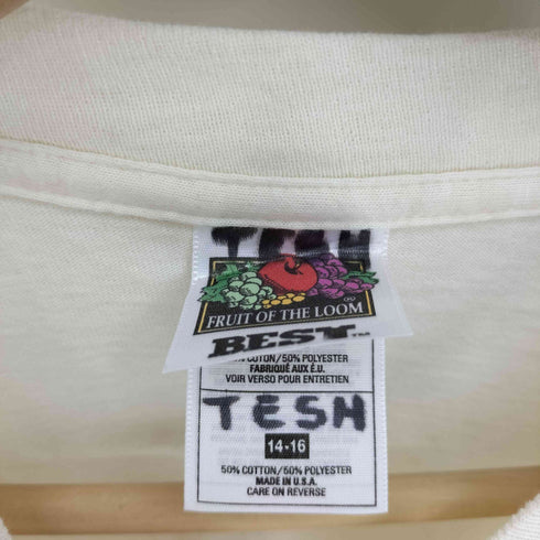 90S USA製 FRUIT OF THE LOOMボディ PENFIELD TENIS プリント ポリコットン シングルステッチ S/S クルーネック Tシャツ レディース 14-16