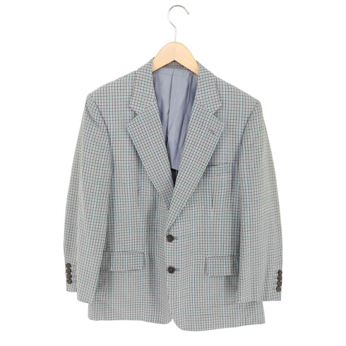 アクアスキュータム AQUASCUTUM シルク混 チェック 2Bシングルテーラードジャケット メンズ AB-4