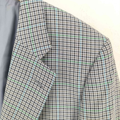 アクアスキュータム AQUASCUTUM シルク混 チェック 2Bシングルテーラードジャケット メンズ AB-4