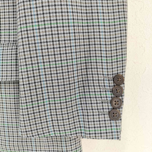 アクアスキュータム AQUASCUTUM シルク混 チェック 2Bシングルテーラードジャケット メンズ AB-4