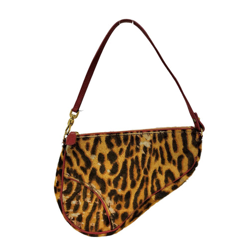 クリスチャンディオール Christian Dior archive ガリアーノ期 ハラコ レオパードサドルバッグ レディース
