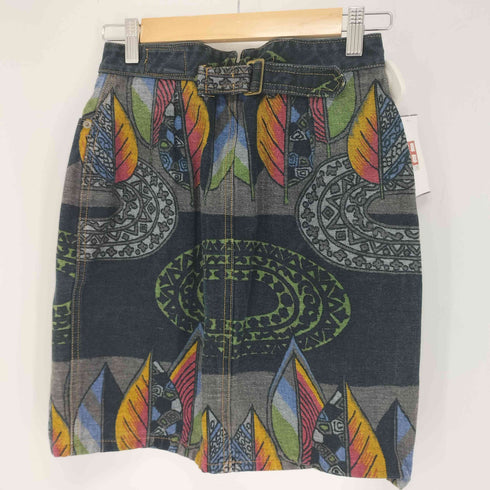 ケンゾージーンズ KENZO JEANS 90S 北斎タグ 総柄 デニム ミニ スカート レディース 38
