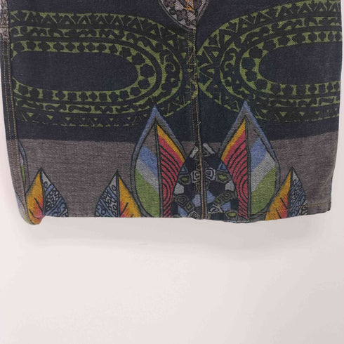 ケンゾージーンズ KENZO JEANS 90S 北斎タグ 総柄 デニム ミニ スカート レディース 38