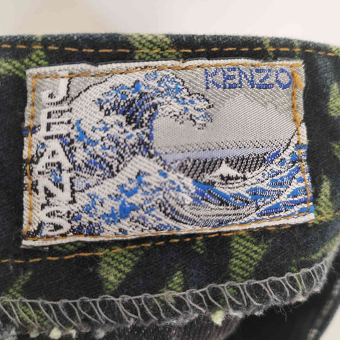 ケンゾージーンズ KENZO JEANS 90S 北斎タグ 総柄 デニム ミニ スカート レディース 38