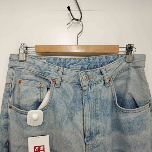 ザラ ZARA レザーカットグラデーションバギーデニムパンツ メンズ FR:38-40