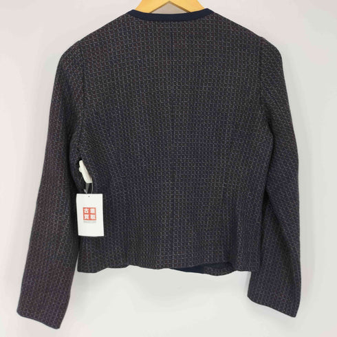 ロシャス Rochas チェック柄 レースデザイン ノーカラー ジャケット レディース 9