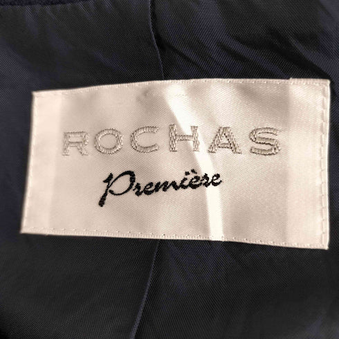 ロシャス Rochas チェック柄 レースデザイン ノーカラー ジャケット レディース 9