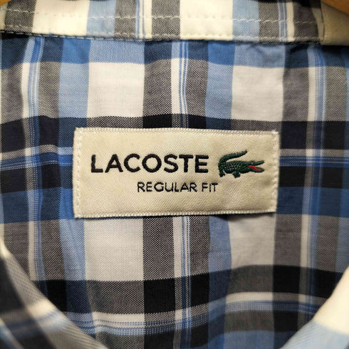 ラコステ LACOSTE REGULAR FIT ロゴ刺繍チェック柄BDシャツ メンズ L/XL
