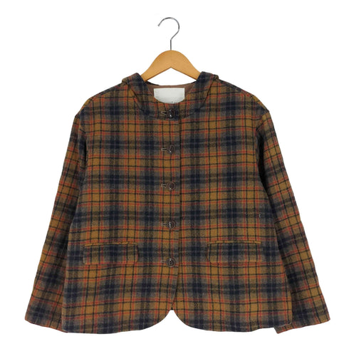ピュアルセシン pual ce cin ウール チェック フーデッド ジャケット レディース