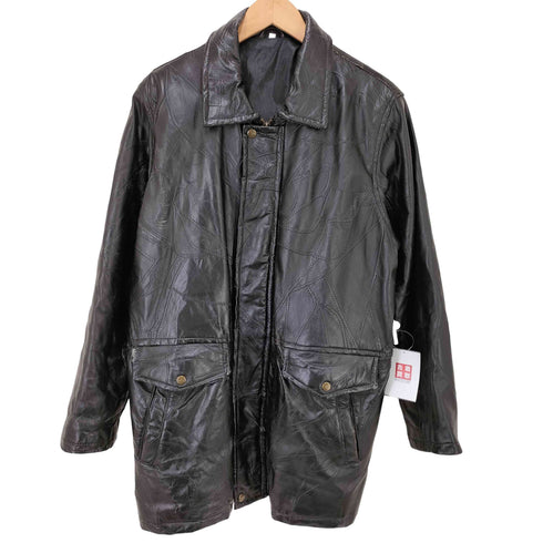 ラム レザー パッチワーク カーコート メンズ JPN:M