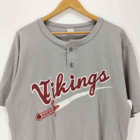 ウィルソン Wilson USA製 チームロゴプリントヘンリーネックS/Sゲームシャツ シングルステッチ メンズ import:XL