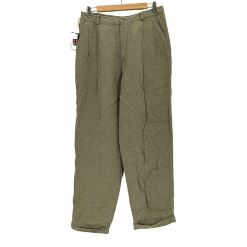 バナナリパブリック BANANA REPUBLIC リネンレーヨン 2タックチェックスラックス メンズ 32/32