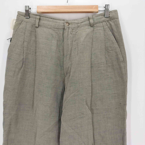 バナナリパブリック BANANA REPUBLIC リネンレーヨン 2タックチェックスラックス メンズ 32/32