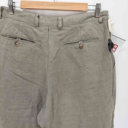 バナナリパブリック BANANA REPUBLIC リネンレーヨン 2タックチェックスラックス メンズ 32/32