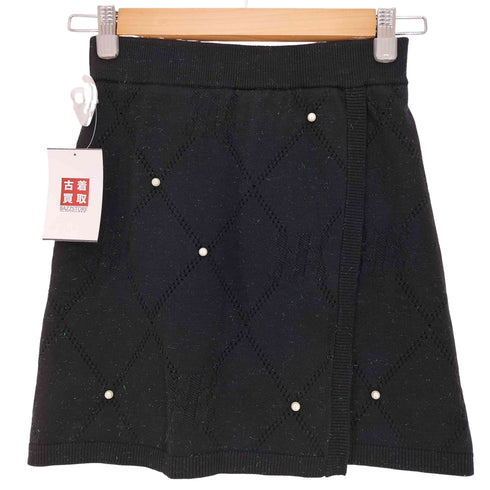 Riu Pearl eyelet short skirt パール ラメ ニットスカート レディース