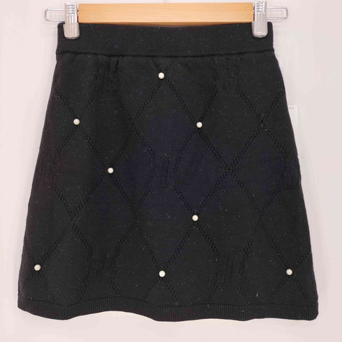 Riu Pearl eyelet short skirt パール ラメ ニットスカート レディース