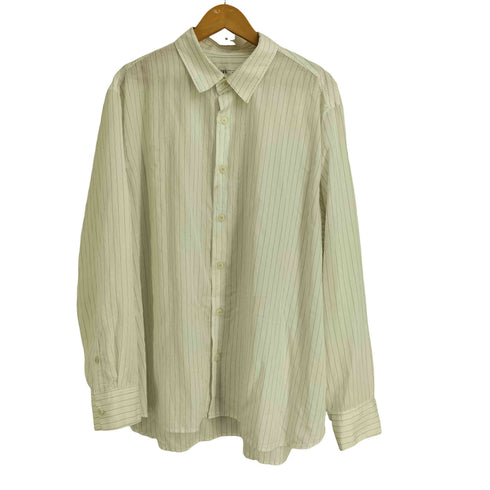 ザラ ZARA RELAXED FIT リヨセル ナイロン ストライプ長袖シャツ メンズ USA XL