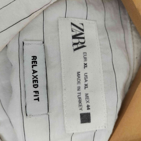 ザラ ZARA RELAXED FIT リヨセル ナイロン ストライプ長袖シャツ メンズ USA XL