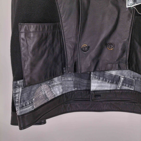 ザラ ZARA ニットコンビレザージャケット メンズ import:L