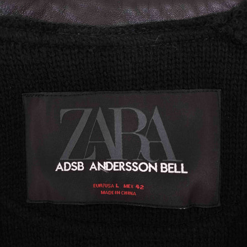 ザラ ZARA ニットコンビレザージャケット メンズ import:L