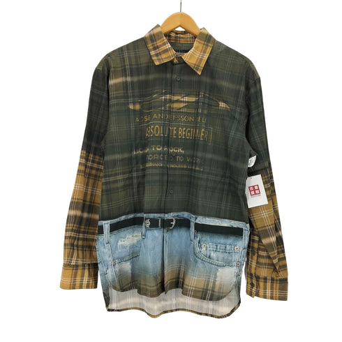 ザラ ZARA トロンプルイユプリントシャツ メンズ import:M