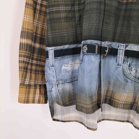 ザラ ZARA トロンプルイユプリントシャツ メンズ import:M