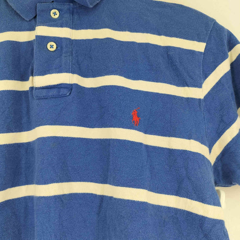 ポロバイラルフローレン Polo by RALPH LAUREN CUSTOM FIT スモールポニー刺繍 S/S ボーダーポロシャツ メンズ import:M